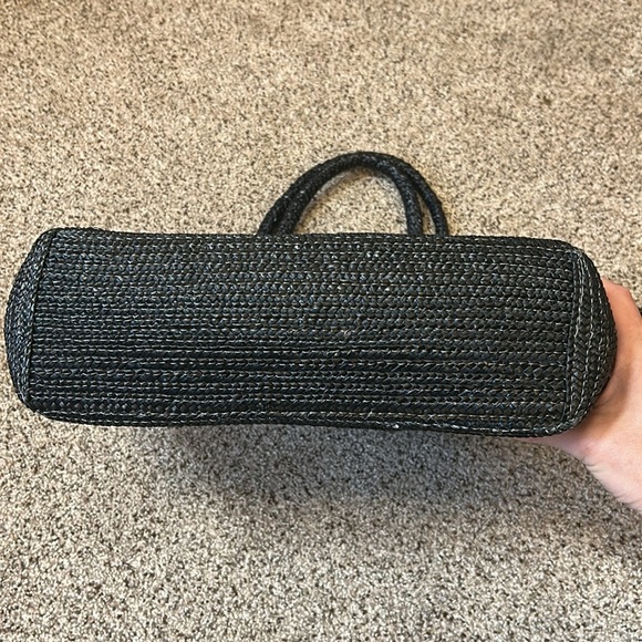 Straw Woven Black Beach Summer Large Tote with Flip Flops design + small bag - Picture 11 of 16